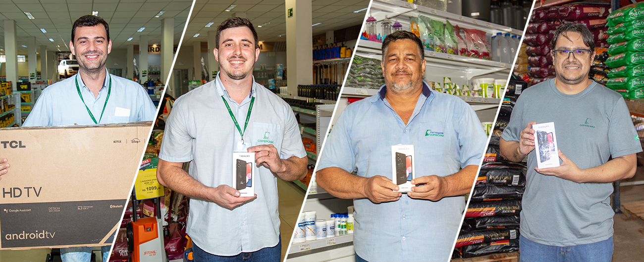 Colaboradores comemoram os prêmios recebidos após campanha bem-sucedida