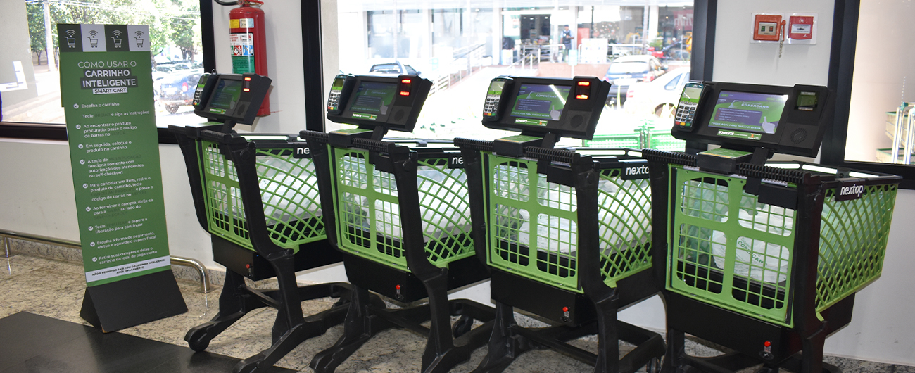 Carrinhos inteligentes revolucionam a experiência de compras no Supermercado Copercana